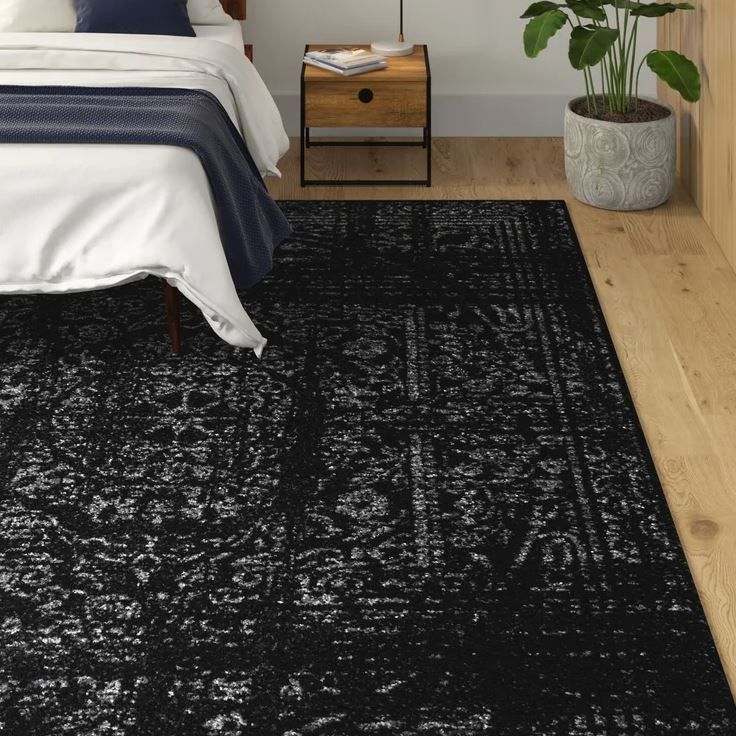 Adetoun Oriental BlackGray Area Rug-7'6''x9'6'' thumbnail 3