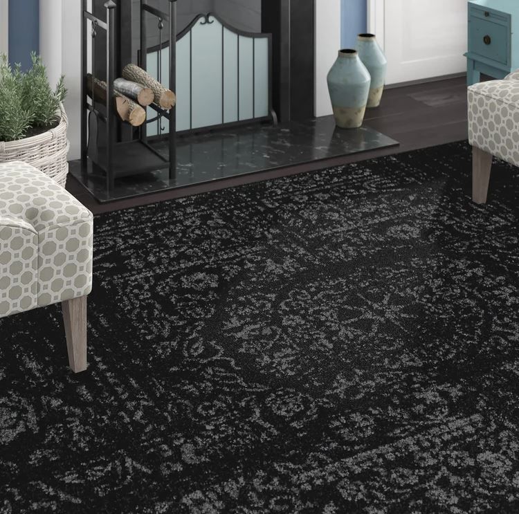 Adetoun Oriental BlackGray Area Rug-7'6''x9'6'' thumbnail 4