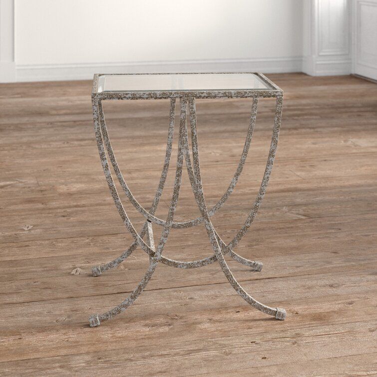 Royse Tall Glass Cross Legs End Table thumbnail 3