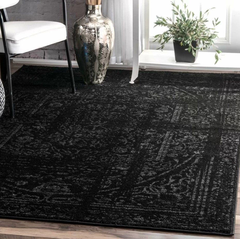Adetoun Oriental Black Gray Area Rug-7'6"x9'6" thumbnail 4