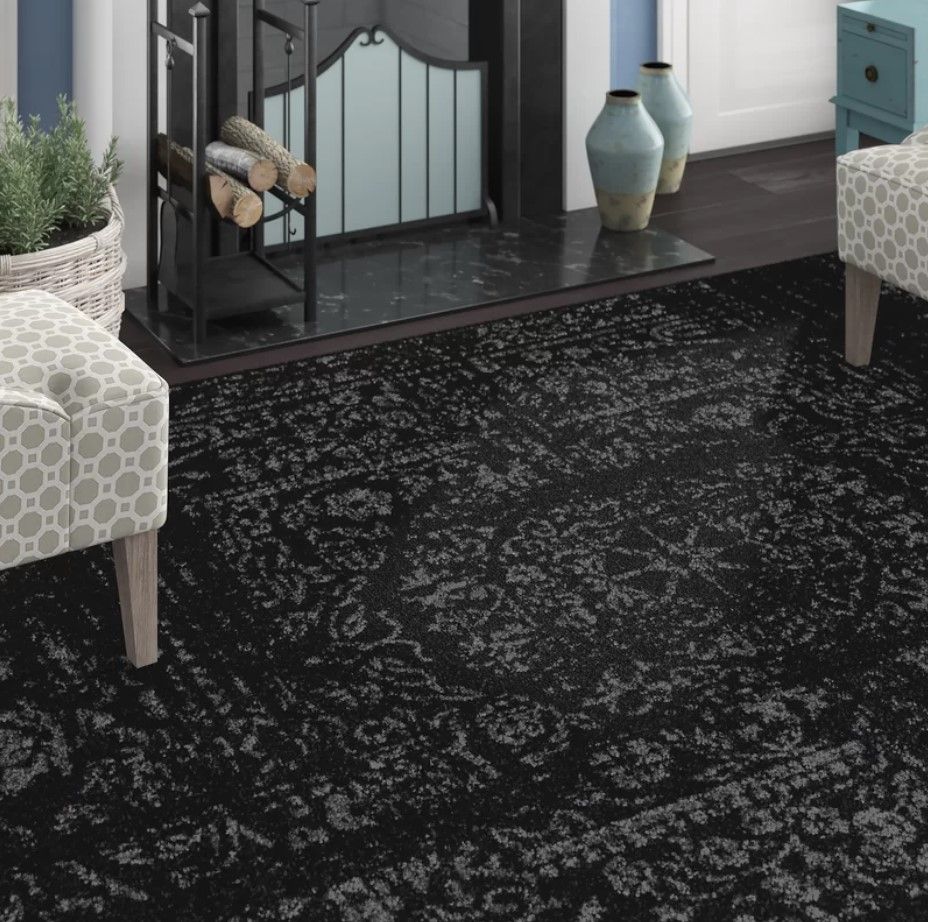 Adetoun Oriental Black Gray Area Rug-7'6"x9'6" thumbnail 5