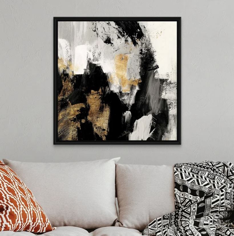 Neutral Gold Collage I by Victoria Borges-Painting on Canvas with frame-38''x38'' thumbnail 2
