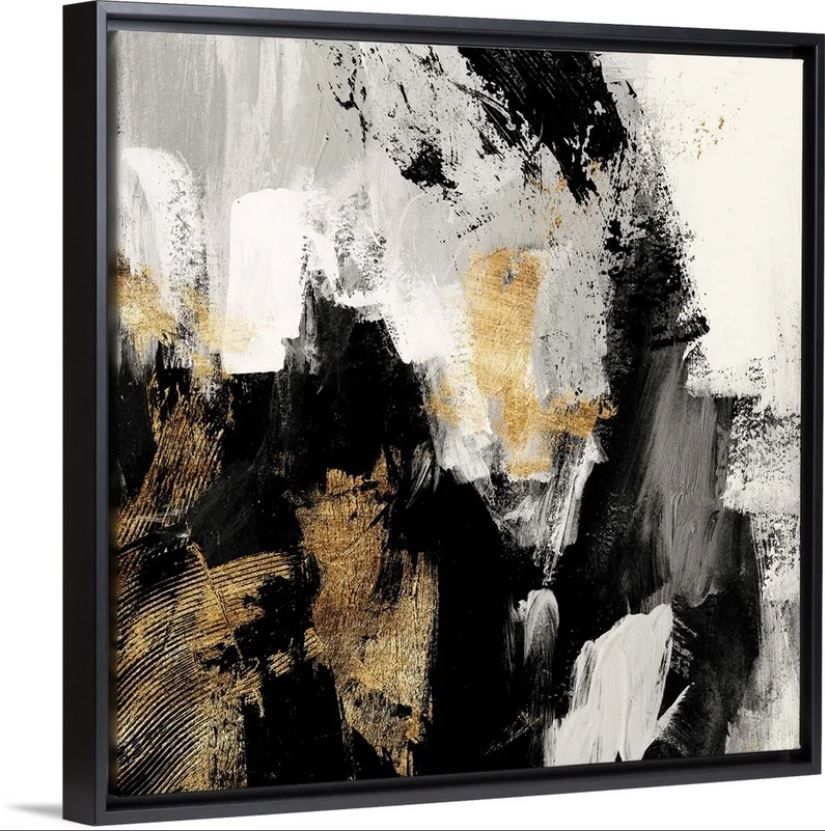 Neutral Gold Collage I by Victoria Borges-Painting on Canvas with frame-38''x38'' thumbnail 3