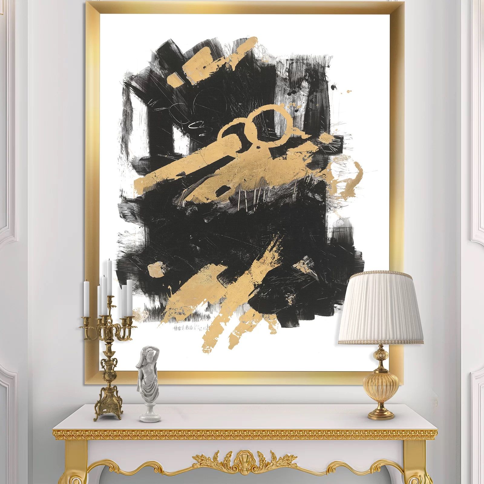 Gold And Black Drift I With Frame-46"x36" thumbnail 2