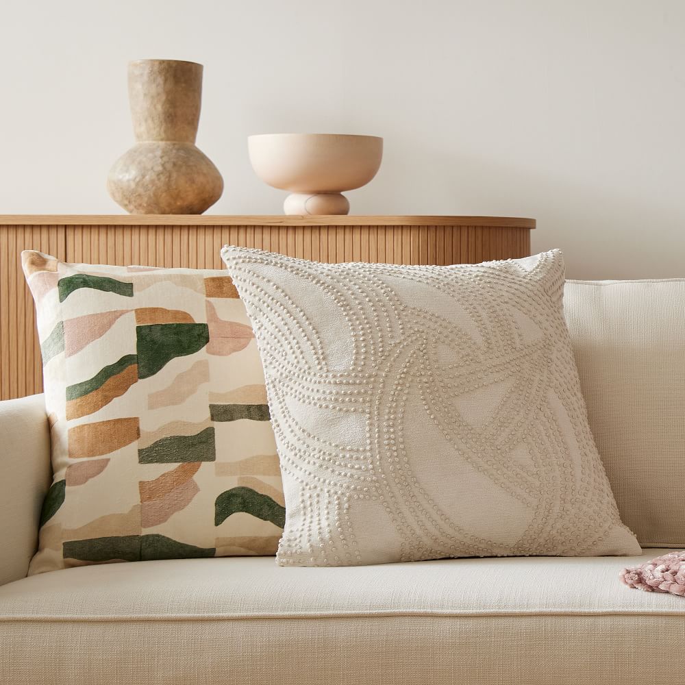Knot Embroidered Pillow Cover Set of 2 With Insert-20''x20'' thumbnail 2