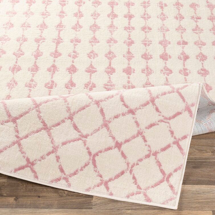 Windley Geometric Pale Pink Cream Area Rug 7'10"x10'2" thumbnail 5