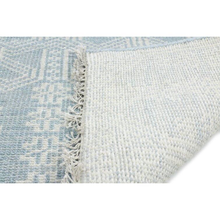 Abby Geometric Hand-Knotted Wool Area Rug in Light Blue7'6"x9'6" thumbnail 5