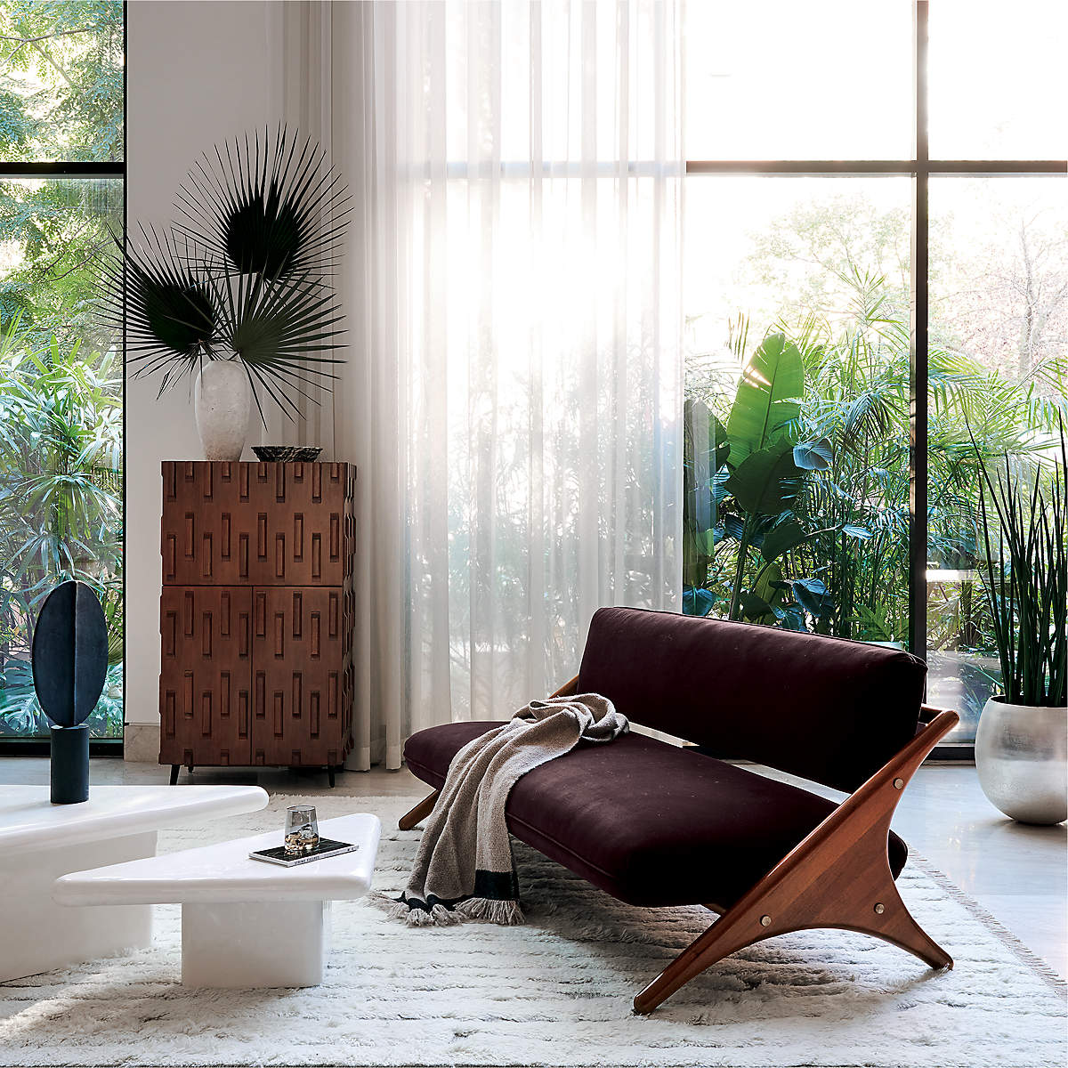Vayle Tall White Concrete Coffee Table thumbnail 2
