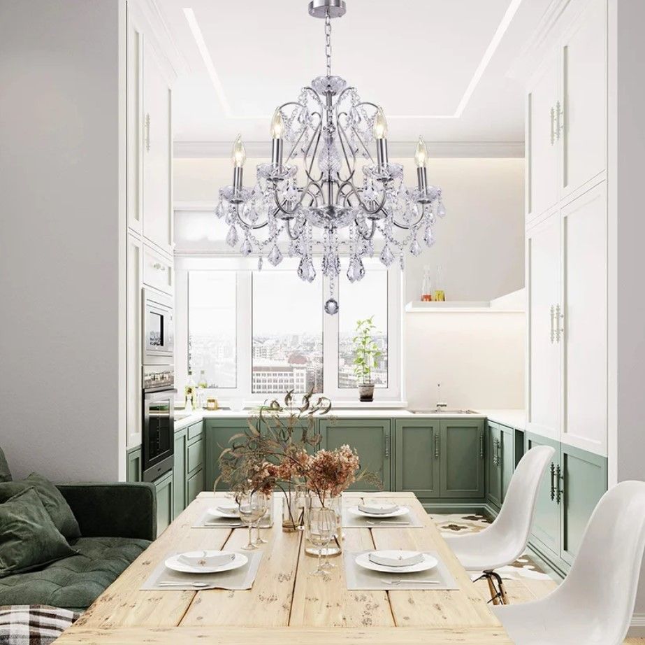 6 Light Crystal Candle Chandelier thumbnail 2