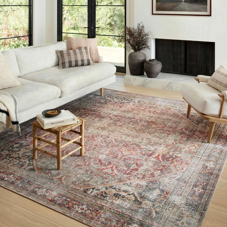 Georgie Oriental Area Rug In Red Navy-10'x14' thumbnail 2