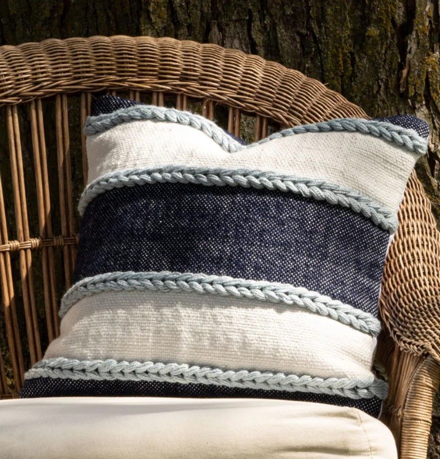 Hand Woven Decorative Outdoor Square Pillow Cover With Insert-20"x20" thumbnail 2