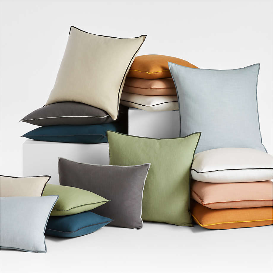 Quarry Merrow Stitch Cotton Pillow with Insert-23"x23" thumbnail 2