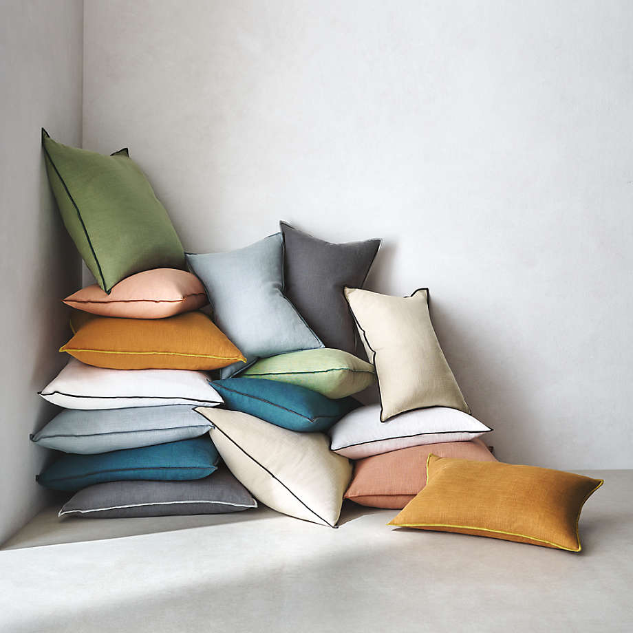 Quarry Merrow Stitch Cotton Pillow with Insert-23"x23" thumbnail 4