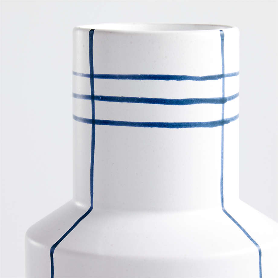 Tunise Blue and White Stripe Vase 15" thumbnail 4