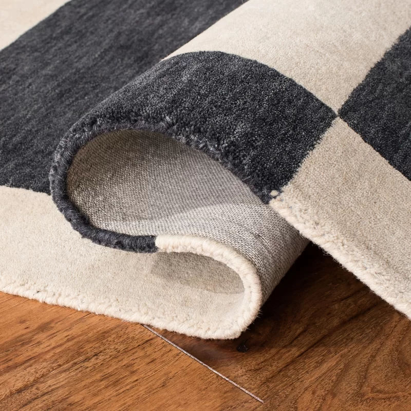 Santiago CreamBlack Wool Area Rug-8'x10' thumbnail 6