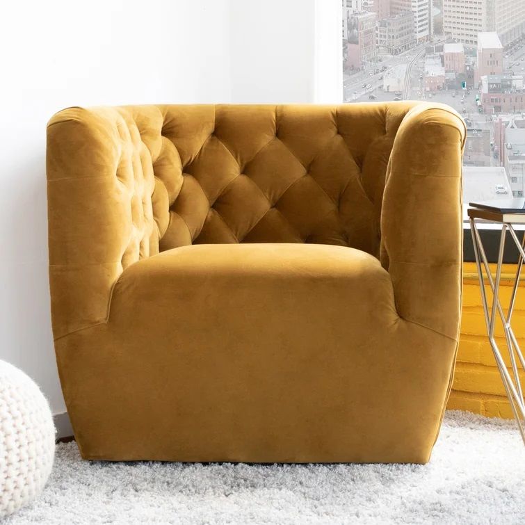 Quinton Wide Tufted Velvet Swivel Lounge Chair thumbnail 2