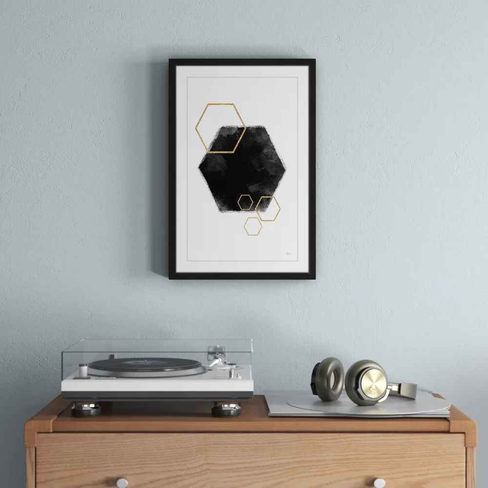 Black Hole Hexagon by Eyre Tarney with Frame-45"x30" thumbnail 2