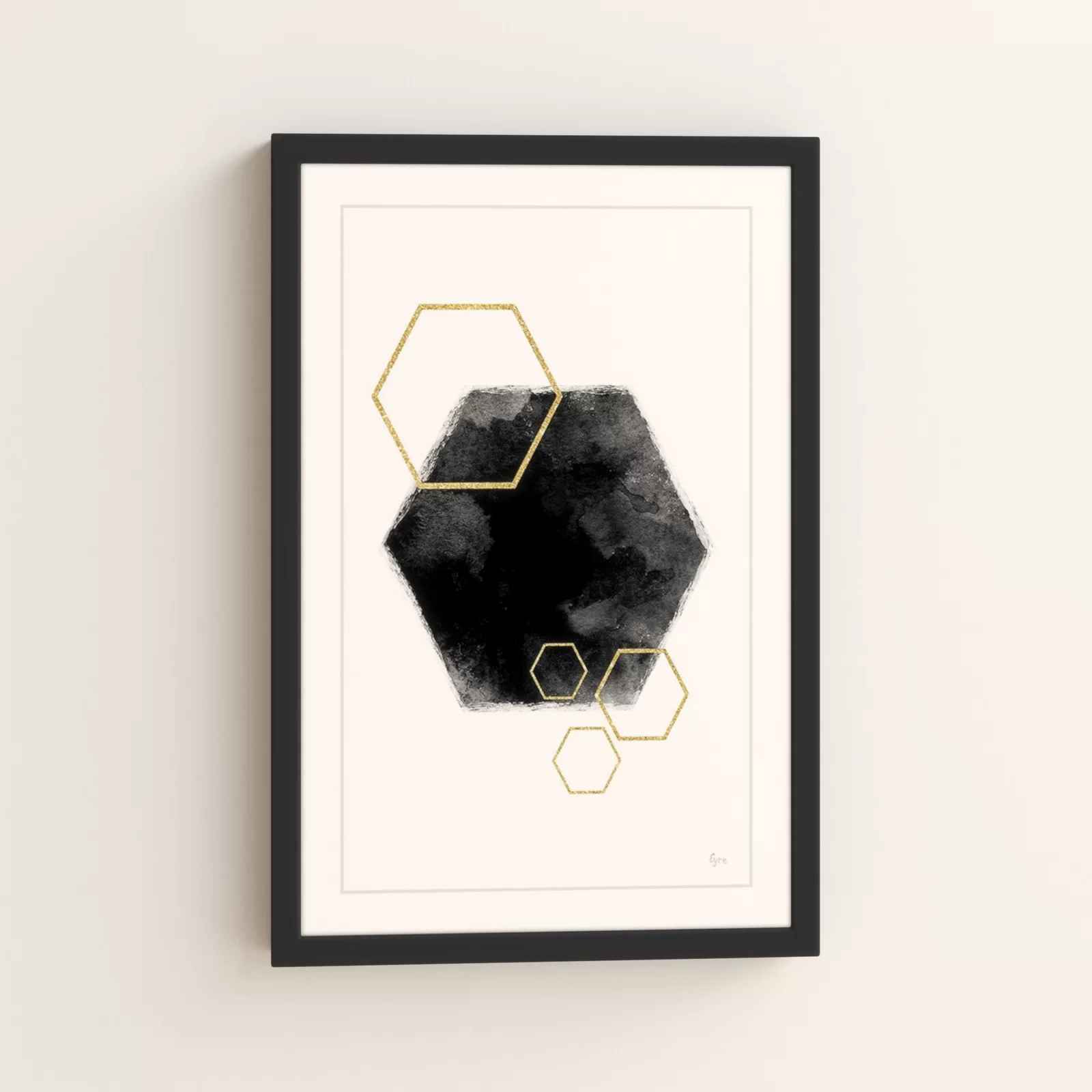Black Hole Hexagon by Eyre Tarney with Frame-45"x30" thumbnail 3