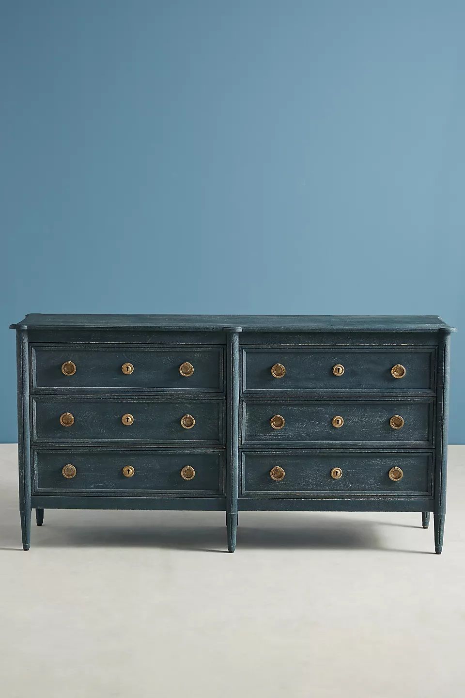 Washed Wood Six-Drawer Dresser thumbnail 2