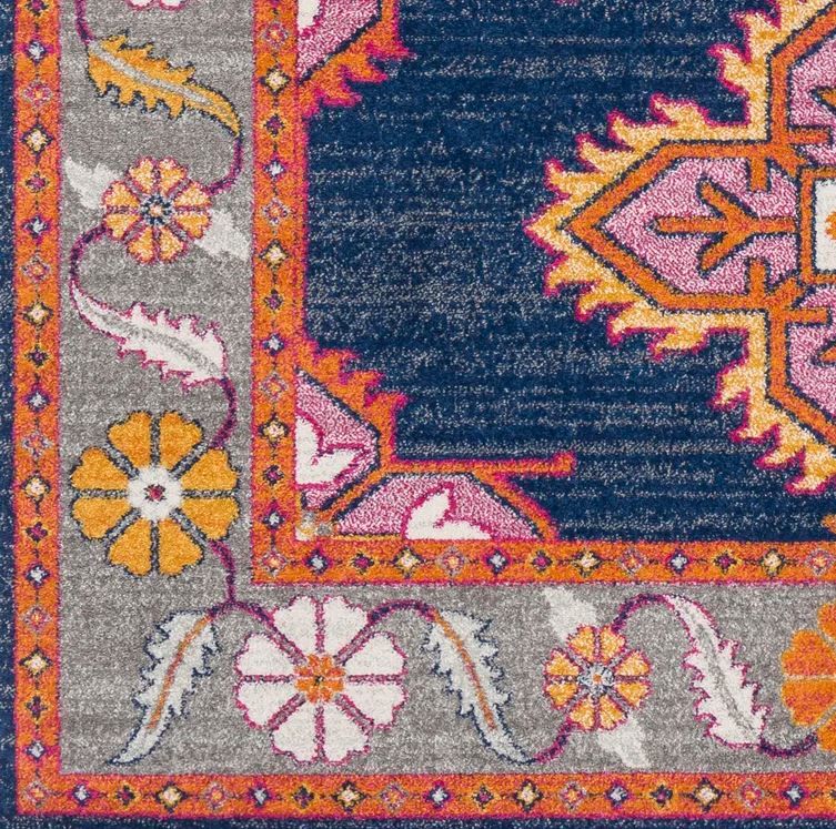 Adelia Oriental Area Rug in Blue Orange-7'10''x10'x3'' thumbnail 3