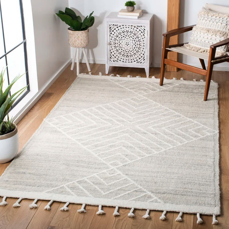 Adelia Geometric Handmade Tufted Wool Area Rug 9'x12' thumbnail 2
