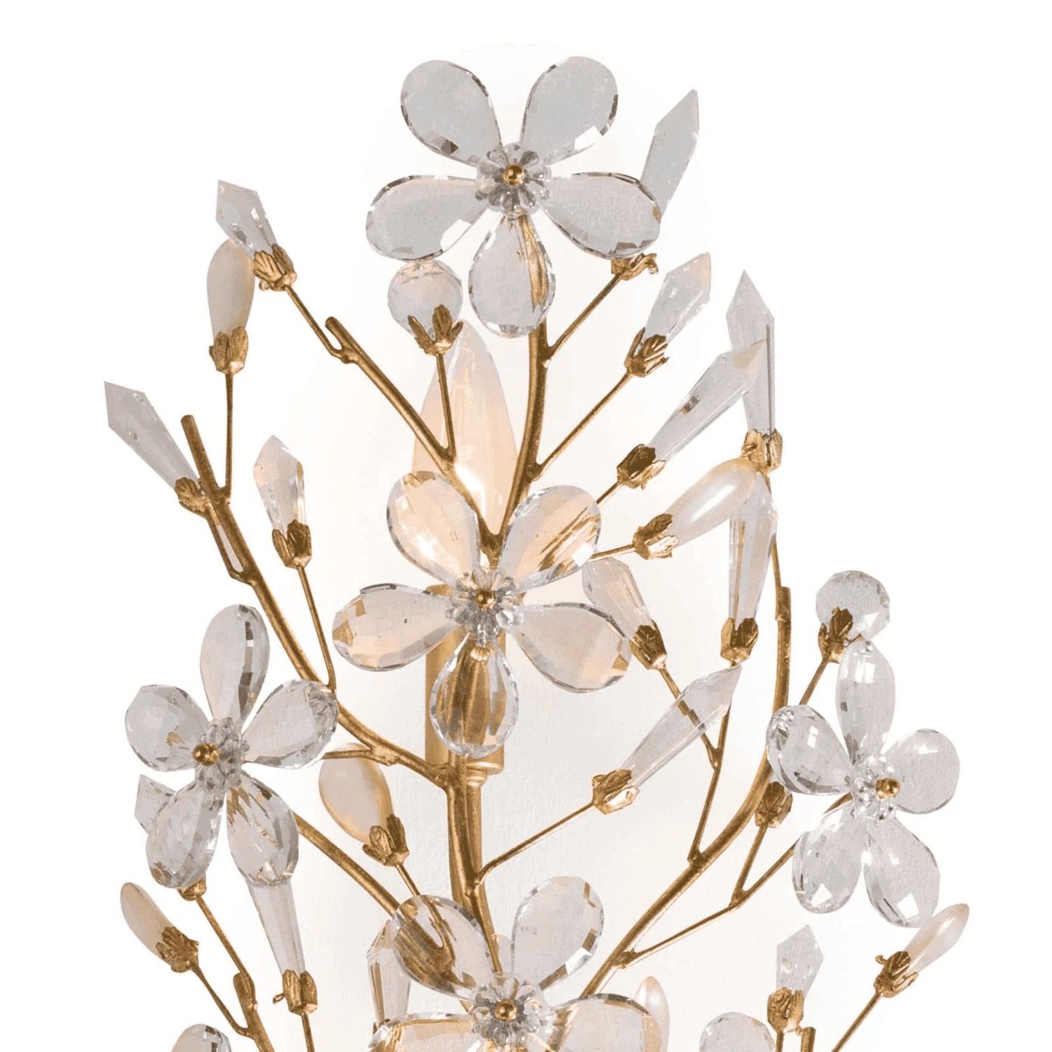 Cheshire Gold Leaf Frame Crystal Flower Sconce thumbnail 2