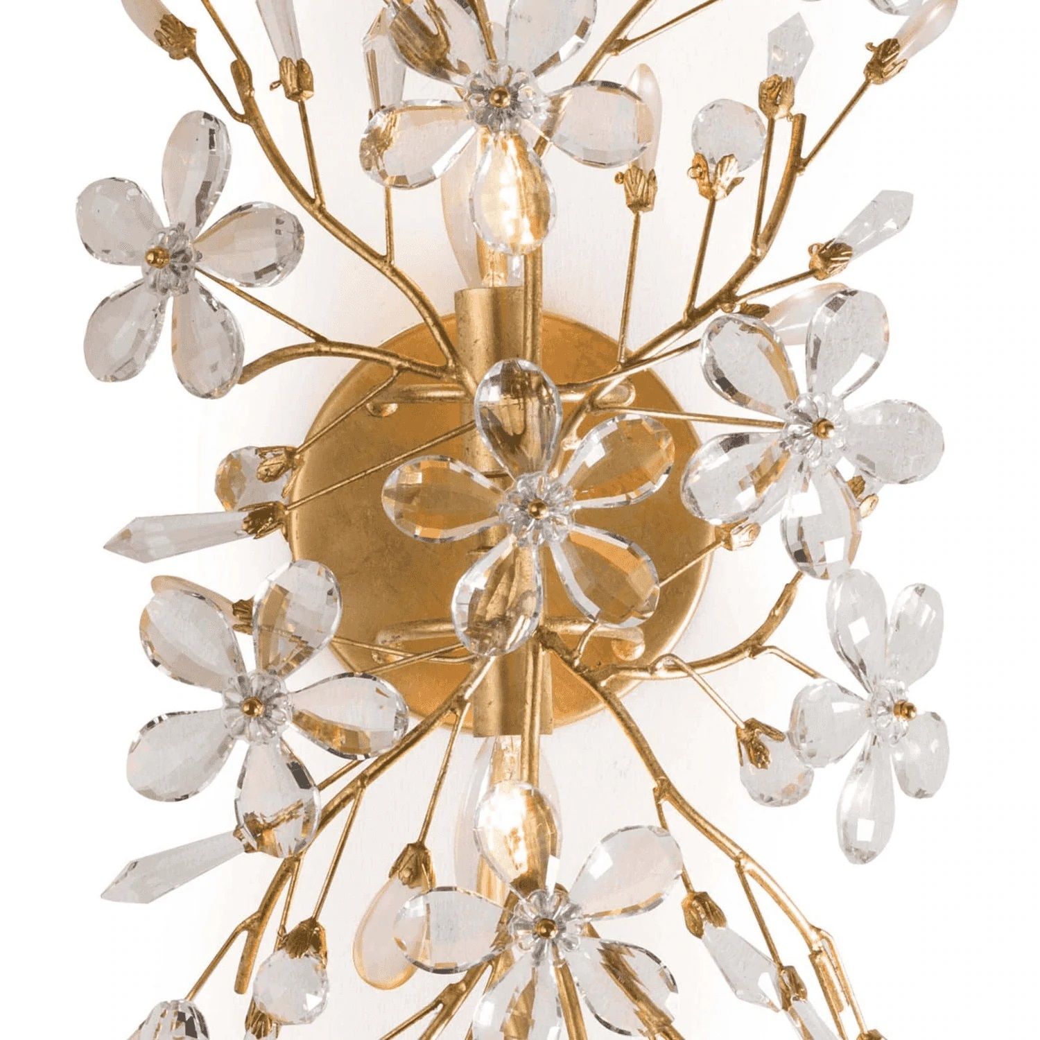 Cheshire Gold Leaf Frame Crystal Flower Sconce thumbnail 3