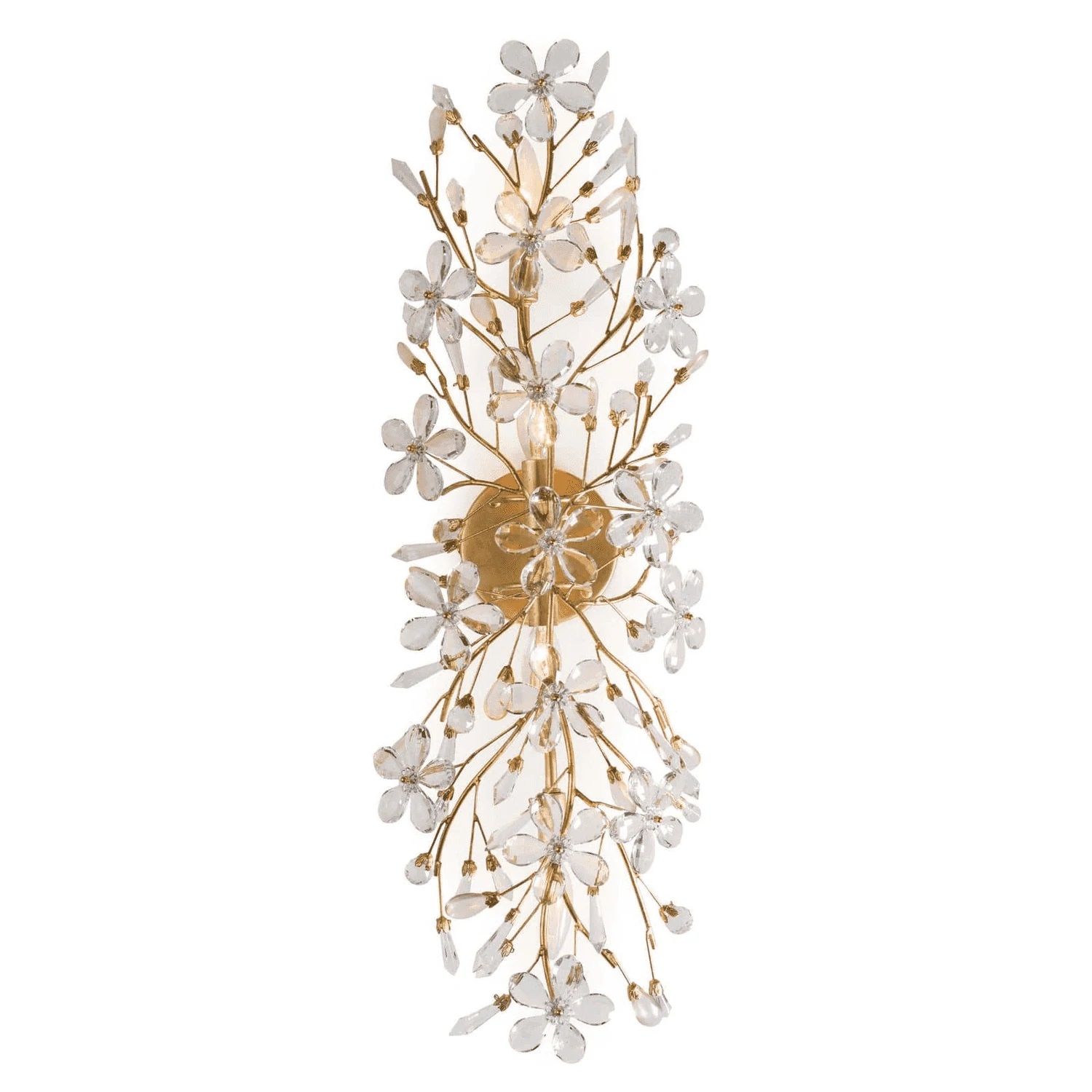 Cheshire Gold Leaf Frame Crystal Flower Sconce thumbnail 4