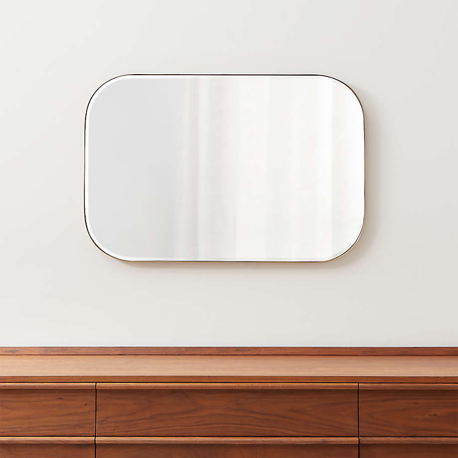 Edge Brass Rounded Rectangle Mirror thumbnail 2