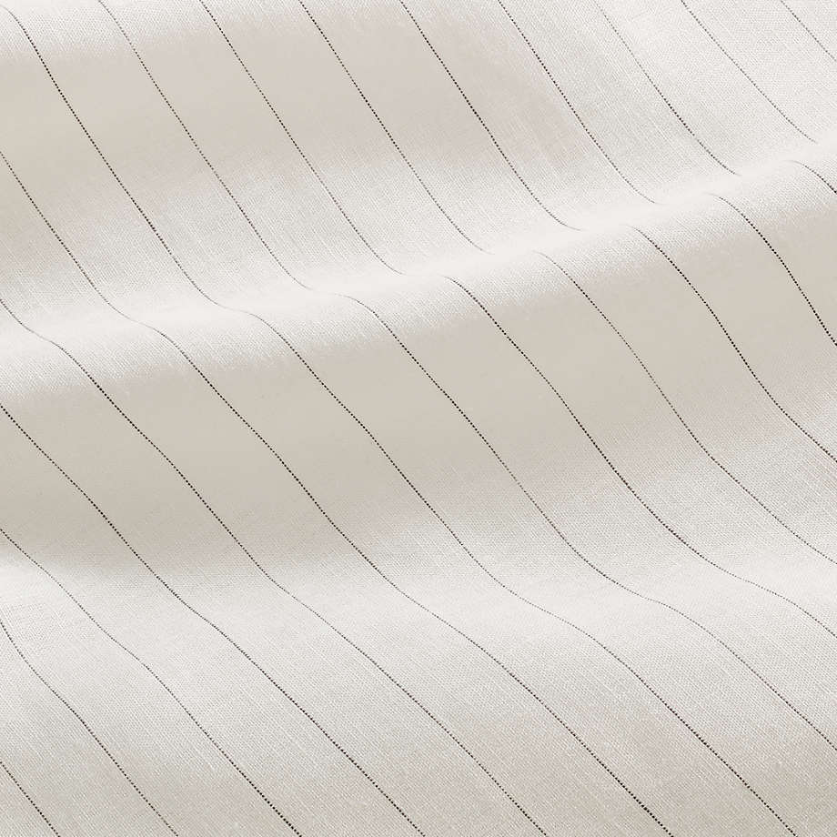 Pure Linen Pinstripe Warm White King Pillow Sham 36"x20" thumbnail 4