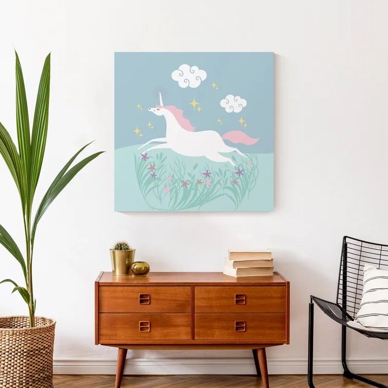 Prancing Unicorn Wrapped Canvas Graphic Art Unframe-24"x24" thumbnail 2