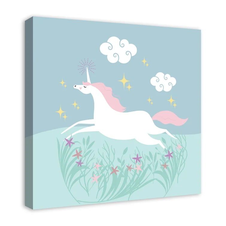 Prancing Unicorn Wrapped Canvas Graphic Art Unframe-24"x24" thumbnail 4