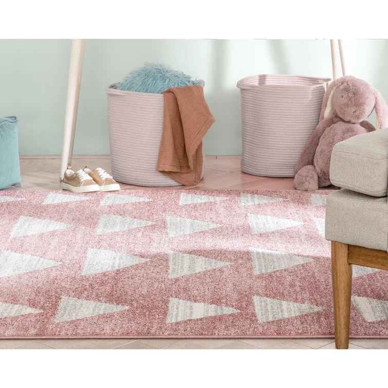 Kennedy Geometric Area Rug in Light Pink-7'10"x9'10" thumbnail 8
