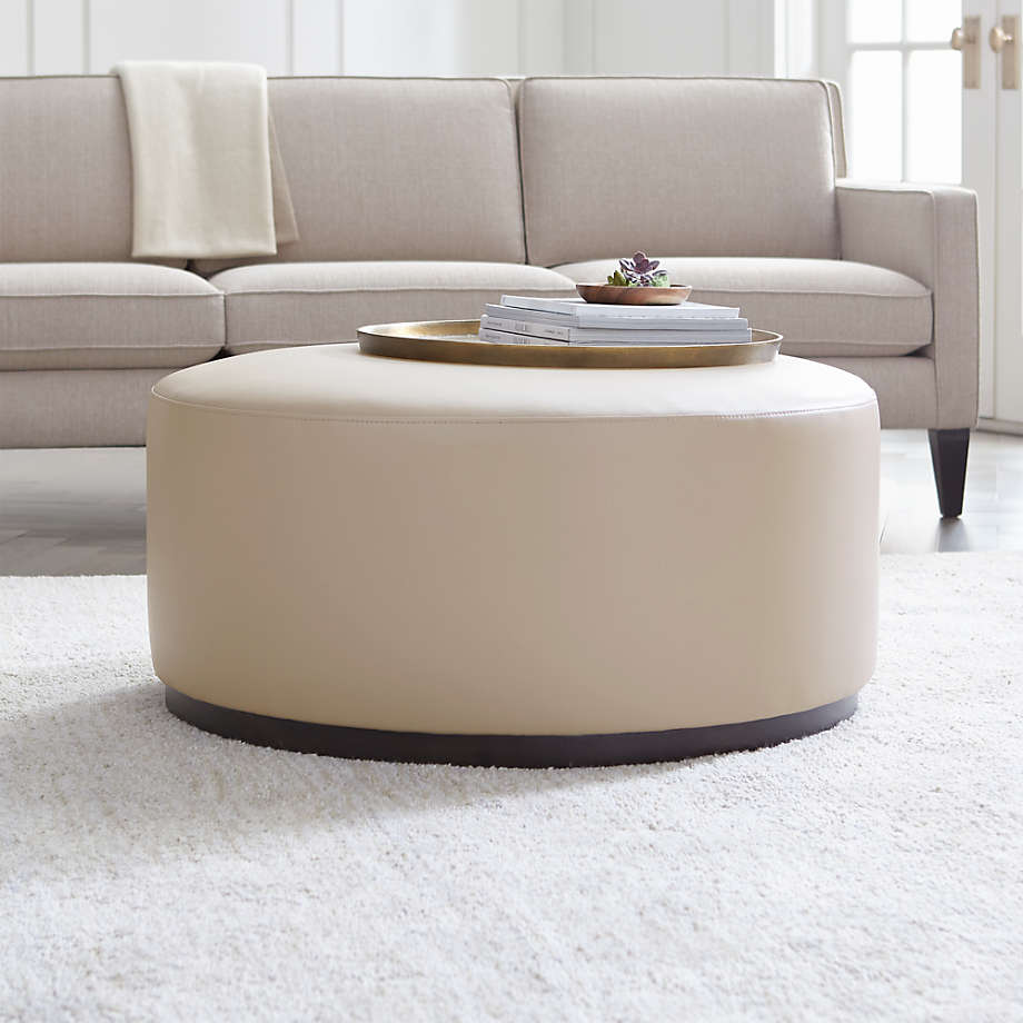 Zoey Leather Cocktail Ottoman thumbnail 2