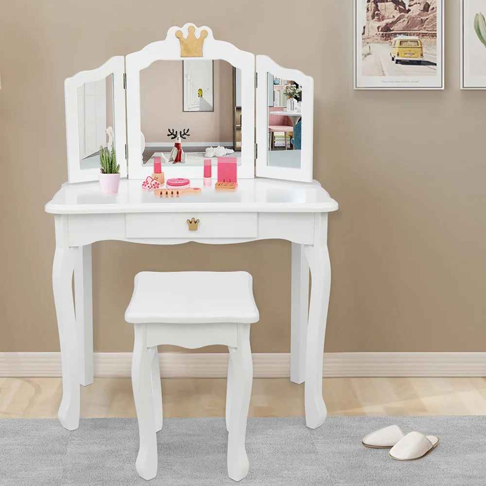 Isiah Solid Wood Kids Vanity Set with Mirror thumbnail 5