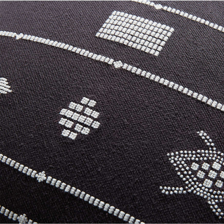 Yacon Embroidered Black and White Pillow Cover No Insert 23"x23" thumbnail 4