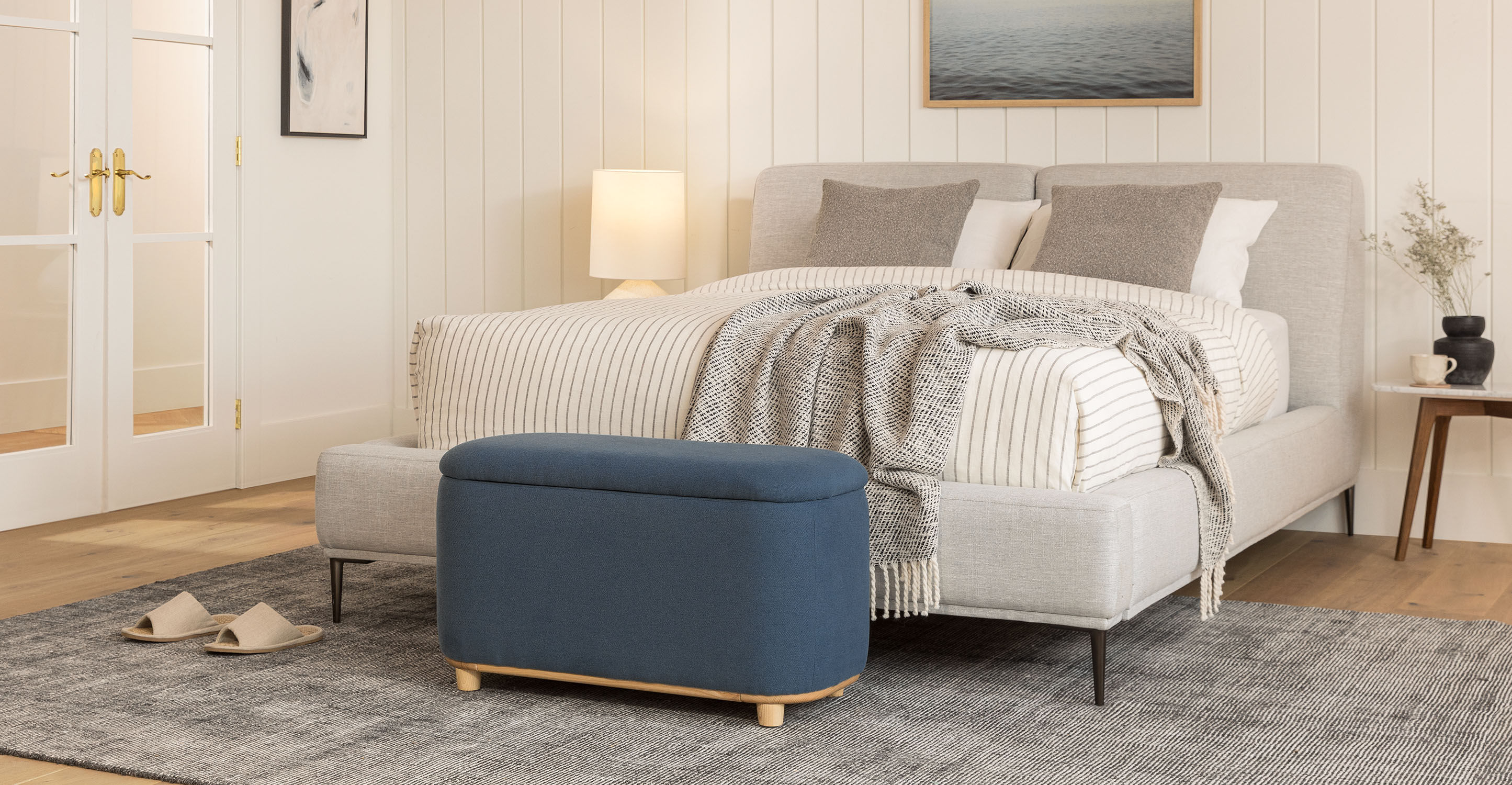 Maribo Blue Demure Storage Ottoman thumbnail 2