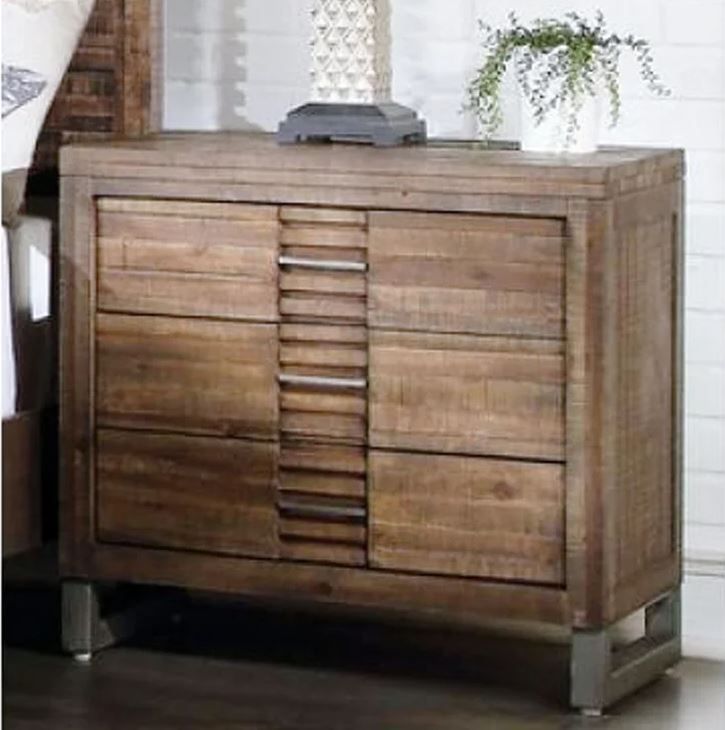 Marvis Drawer Solid Wood Nightstand in Reclaimed Wood thumbnail 2