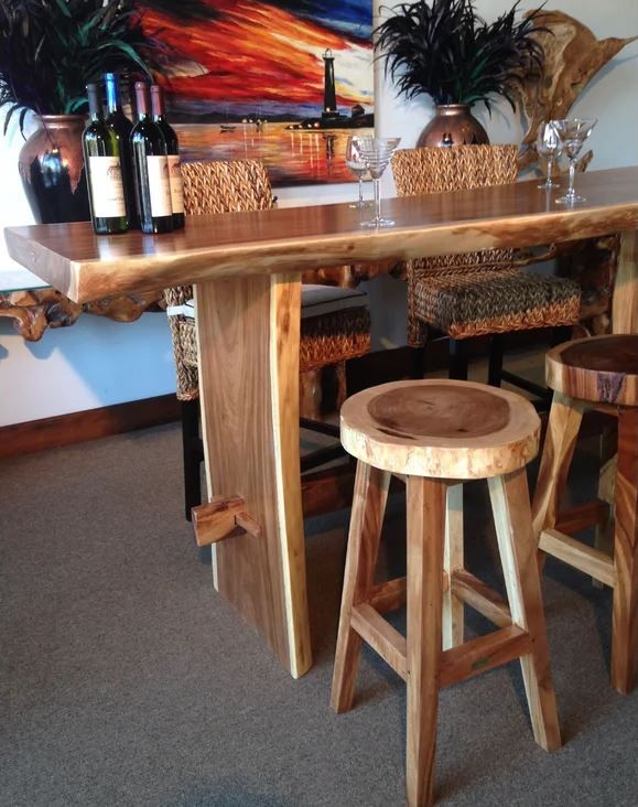 Cardoza Bar Height Suar Solid Wood Pedestal Dining Table thumbnail 3