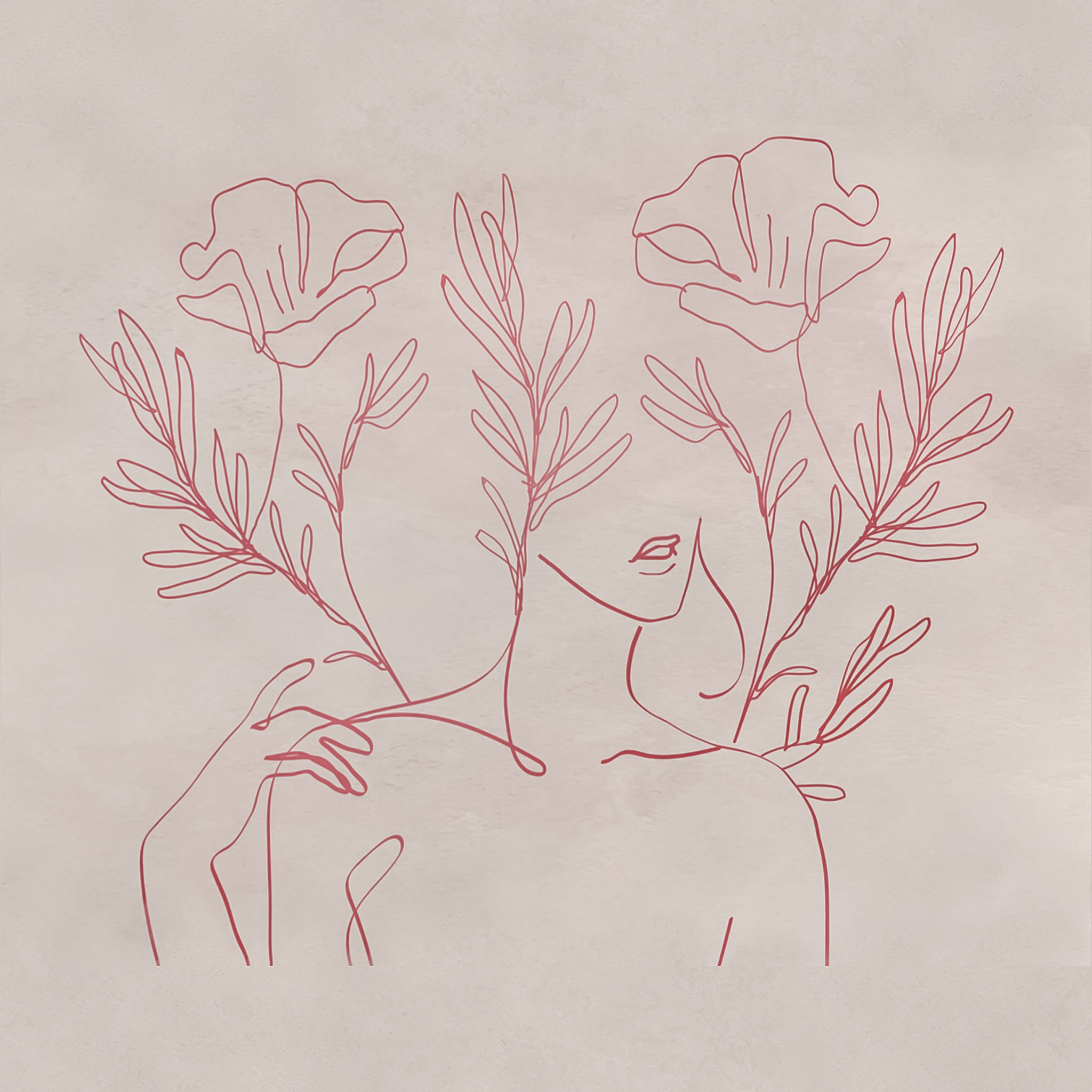 Line Art Spiritual Flowers Wall Mural-12'x8' thumbnail 3