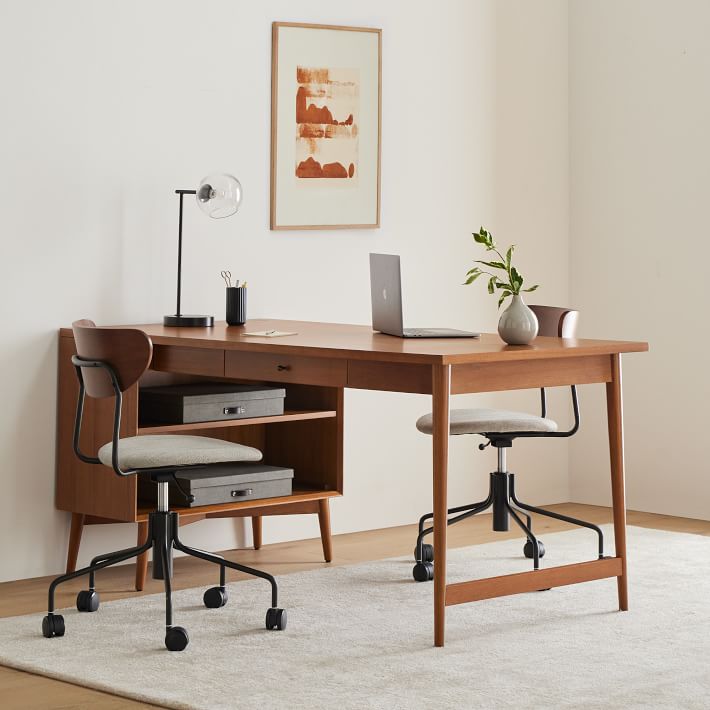 Mid-Century Peninsula Desk Without Hutch thumbnail 2