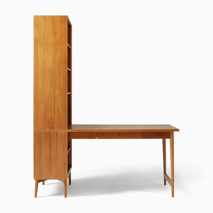 Mid-Century Peninsula Desk With Hutch thumbnail 3