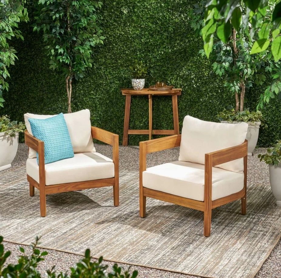 Vita Outdoor Patio Chair with Cushions Set of 2 thumbnail 2