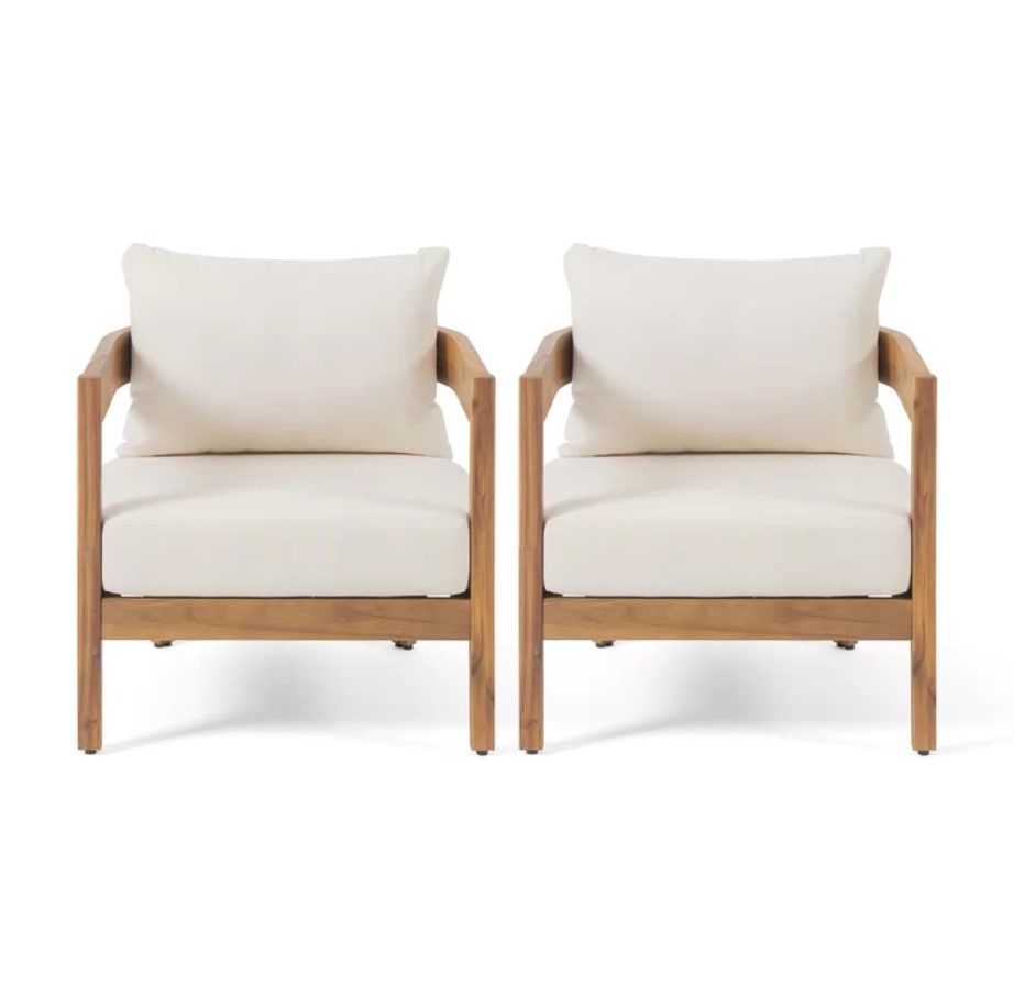 Vita Outdoor Patio Chair with Cushions Set of 2 thumbnail 3