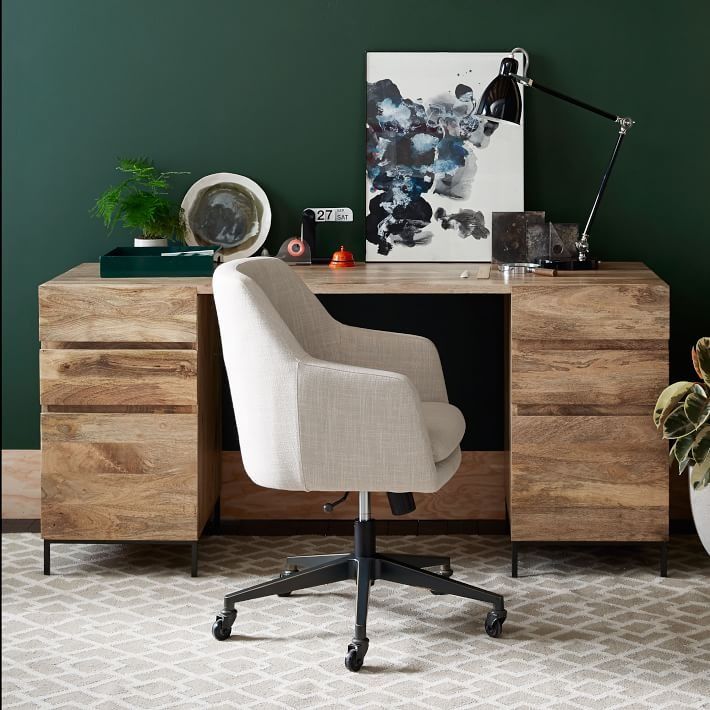 Industrial Modular Desk w/ 2 File Cabinets thumbnail 2