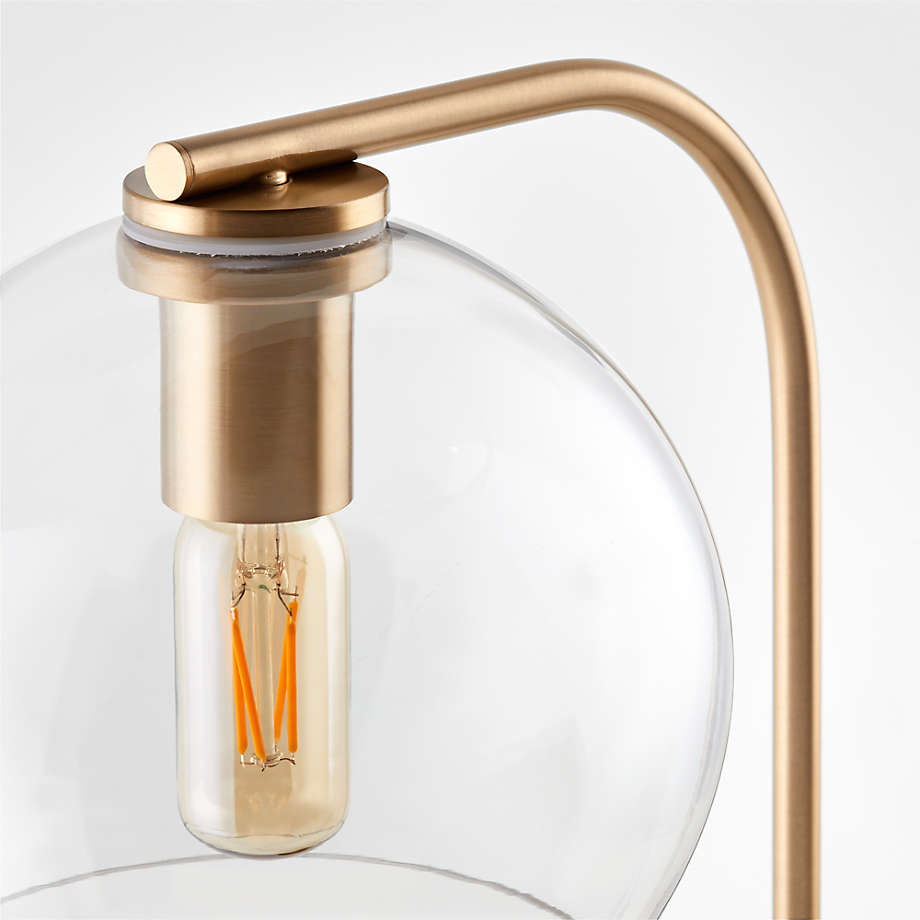 Arren USB Brass Table Lamp with Clear Round Shade thumbnail 4