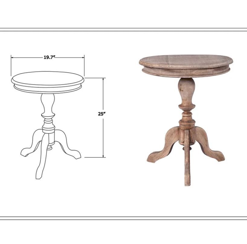 Beige Corsair 25'' Tall Solid Wood 3 Legs End Table thumbnail 4