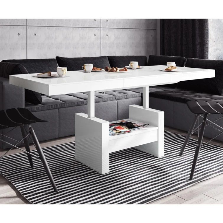 Ender Lift Top Extendable Pedestal Coffee Table with Storage thumbnail 2