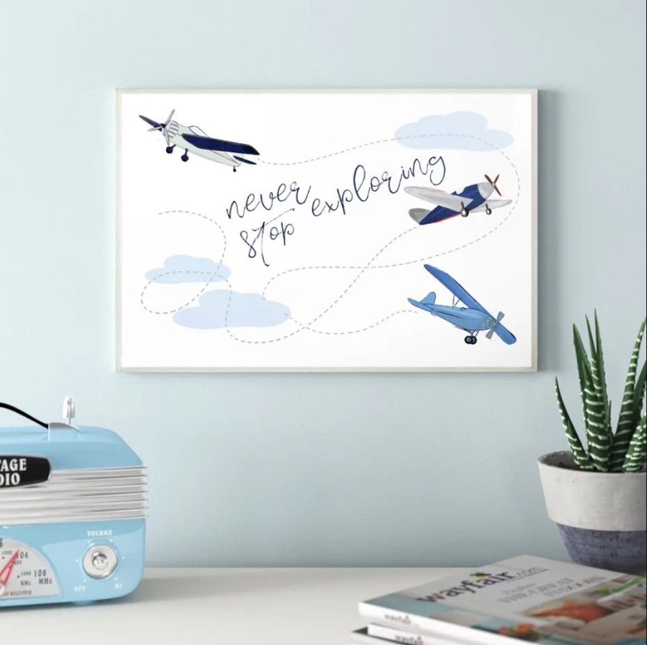 Grannis Never Stop Exploring Airplanes Decorative Art With Frame-18.5''x12.5" thumbnail 2