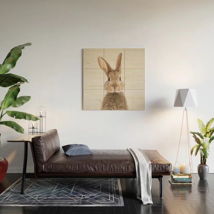 Rabbit Colorful Wood Wall Art Unframe-36"x36" thumbnail 2
